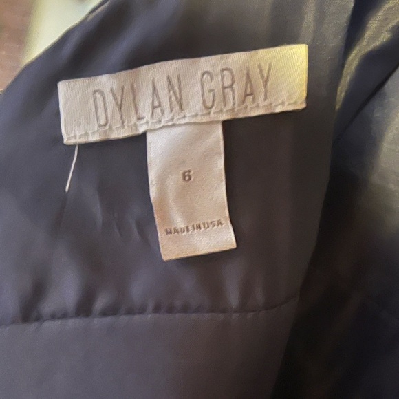 Dylan Grey Navy Blue & Gold flower Prom Dress - Picture 3 of 4